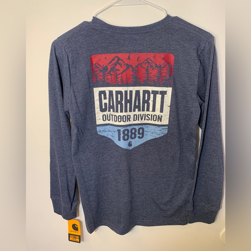 CARHARTT Long Sleeve Super Soft Tee, Boys Medium 10-12, Dark Blue, BNWT